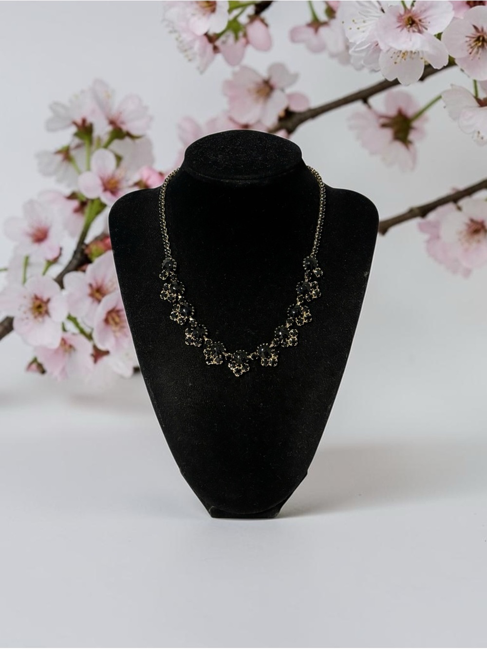 Albert Weiss Gold-Tone Black Choker/Necklace 15.5”